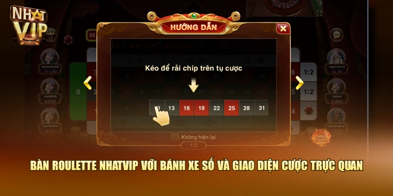 Bàn Roulette Nhatvip với bánh xe số và giao diện cược trực quan