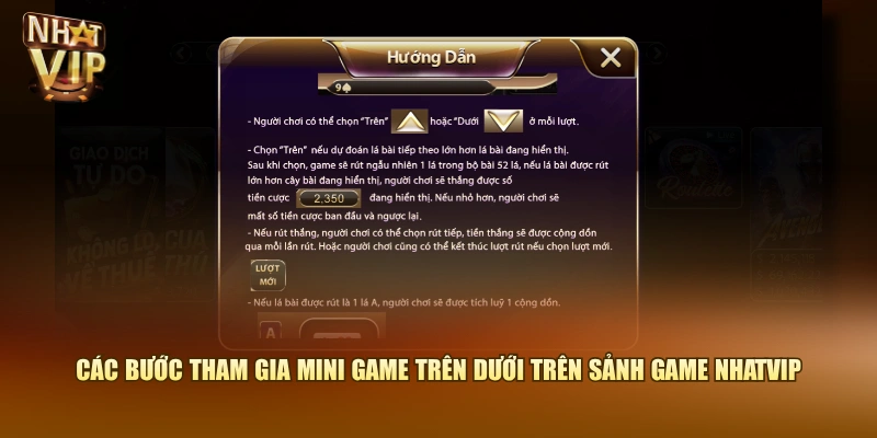 Các bước tham gia mini game Trên Dưới trên sảnh game Nhatvip