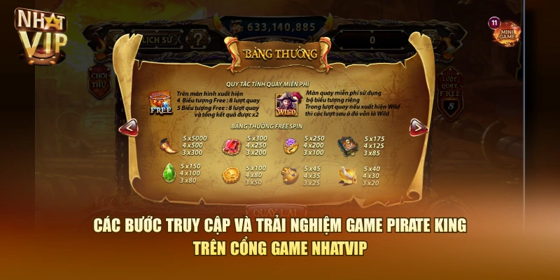 Các bước truy cập và trải nghiệm game Pirate King trên cổng game Nhatvip