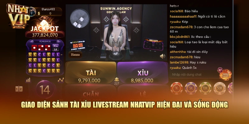 Giao diện sảnh Tài Xỉu Livestream Nhatvip hiện đại và sống động